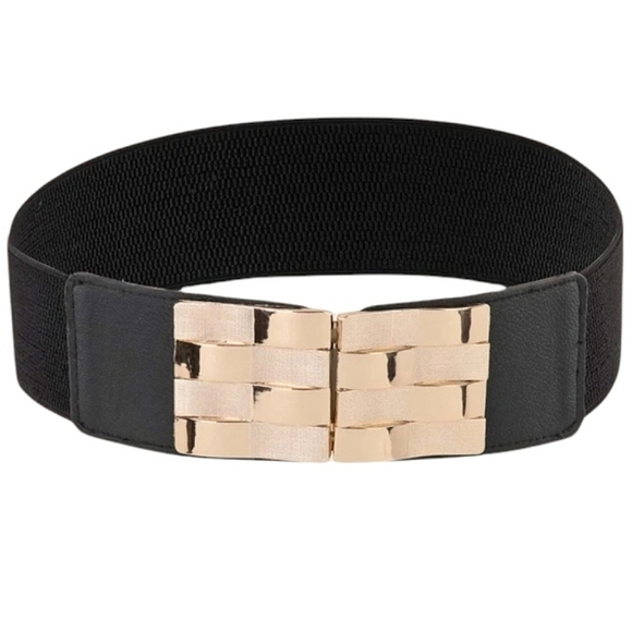 Gold Buckle Wide Width Belt - Picture 2 of 4